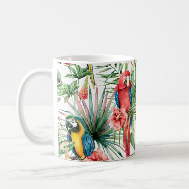 Mug Aquarelle tropicale sans coutures motif avec perro (Gauche)