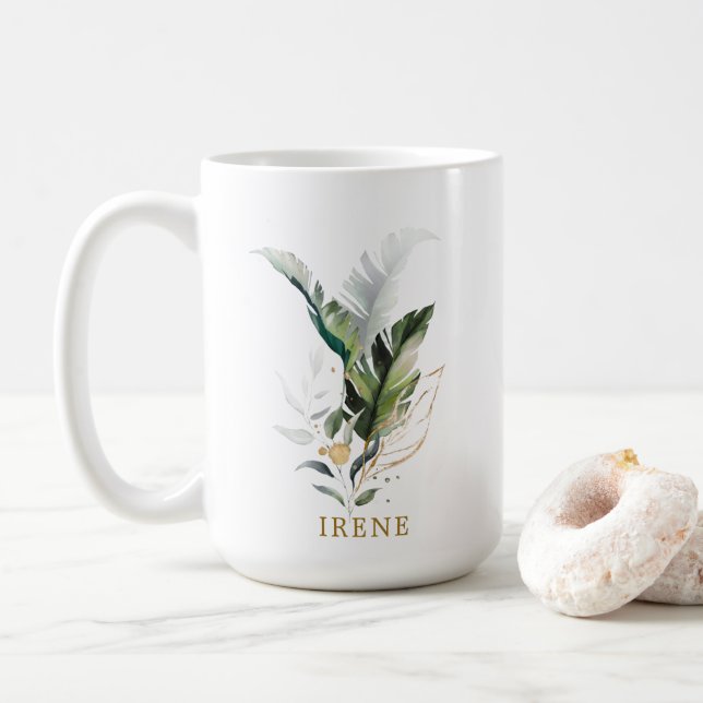 Mug Aquarelle tropicale Scripts d'or (Avec donut)