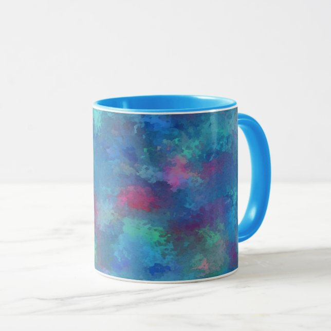 Mug Aquarelle Turquoise rose bleue Abstraction (Devant droit)