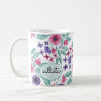 Aquarelle Turquoise rose Fille Monogramme Floral