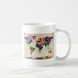 Mug Aquarelle urbaine de carte du monde