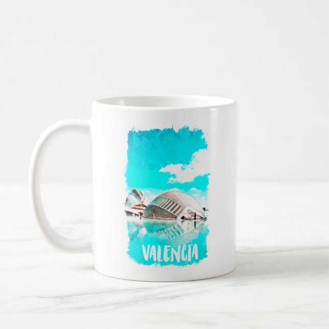 Mug Aquarelle Valencia Espagne L’Hemisfèric (Gauche)