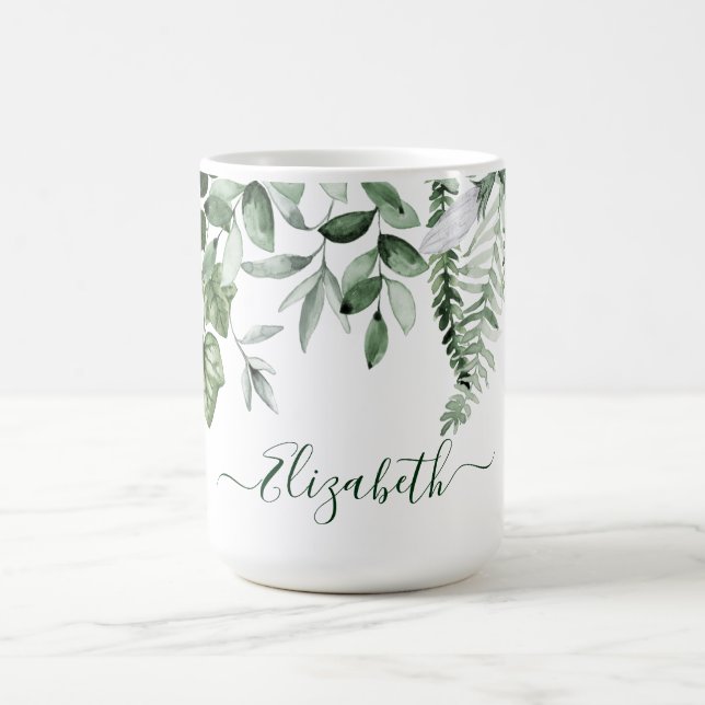 Mug Aquarelle Verdure botanique Fermes Ivy Sage Large (Centre)