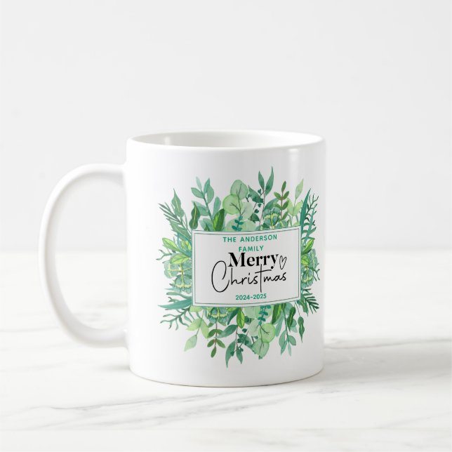 Mug : Aquarelle Vert Grass - Fête de Noël (Gauche)