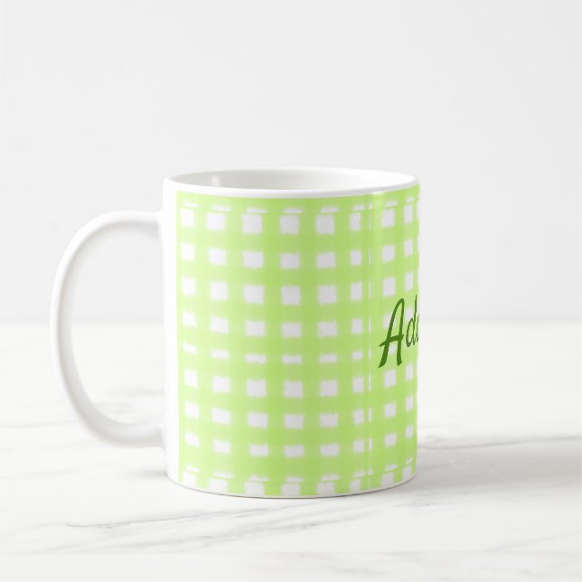 Mug Aquarelle vert plaid ginham personnalisé ajouter t (Gauche)