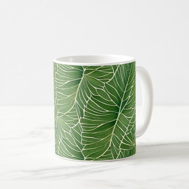 Mug Aquarelle verte Feuille  Motif (Devant droit)