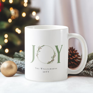 Mug Aquarelle verte minimaliste Wreath Joie Noël