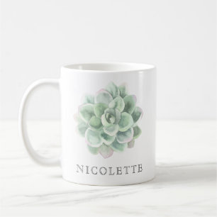 Mug Aquarelle verte tendance de Sage Succulent