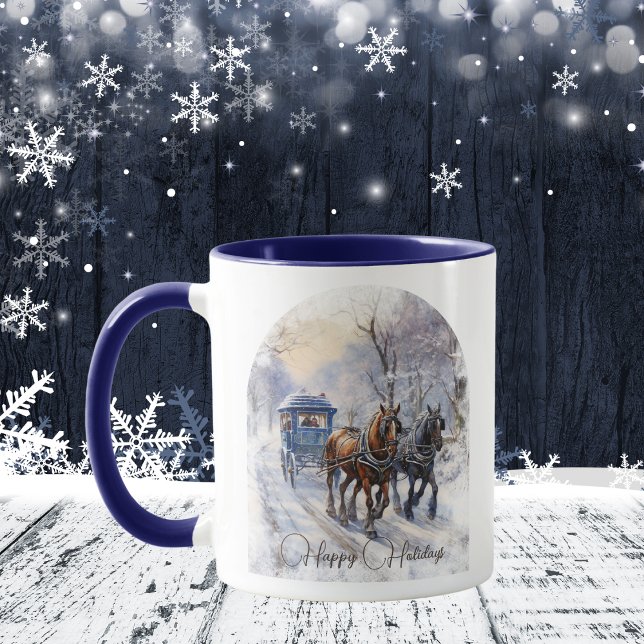 Mug Aquarelle Victorian Scene Joyeuses Vacances (Créateur téléchargé)