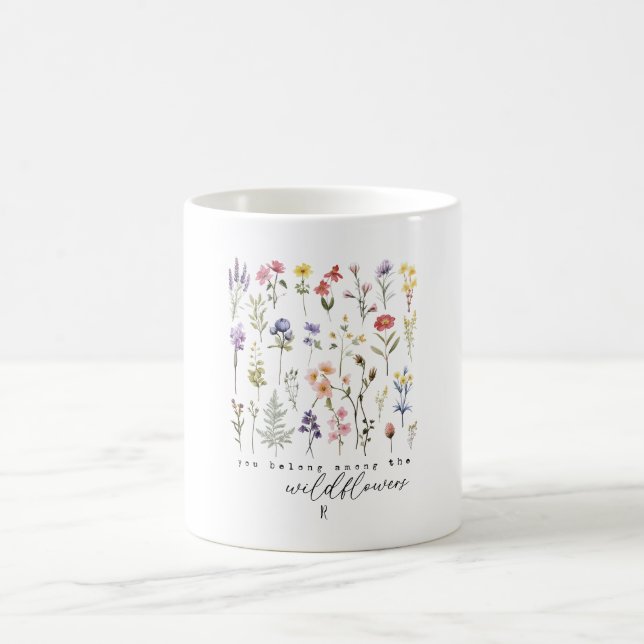 Mug Aquarelle vintage de soumission Fleur sauvage (Centre)
