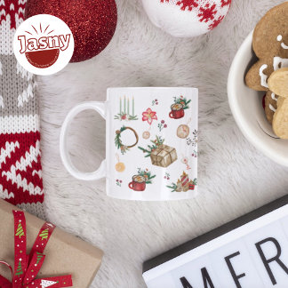 Mug Aquarelle vintage Noël Imprimer Café à deux tons