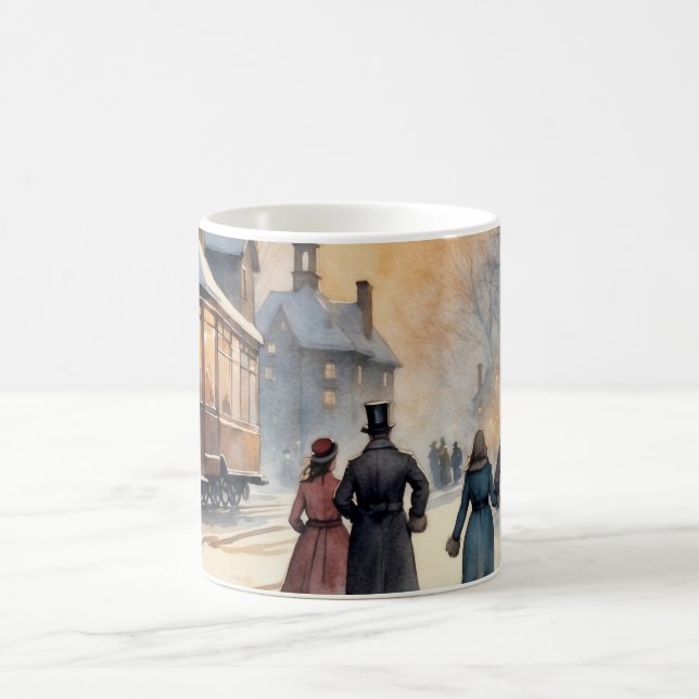 Mug Aquarelle Vintage Victorien Snowy Street (Centre)