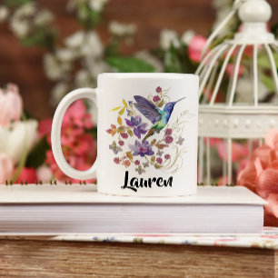 Mug Aquarelle violette et bleue Coiffure florale colib