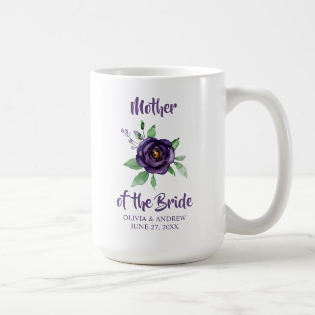 Mug Aquarelle violette Florale mère de la mariée (Droite)