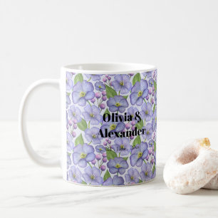 Mug Aquarelle Violettes Violettes & Motif Floral