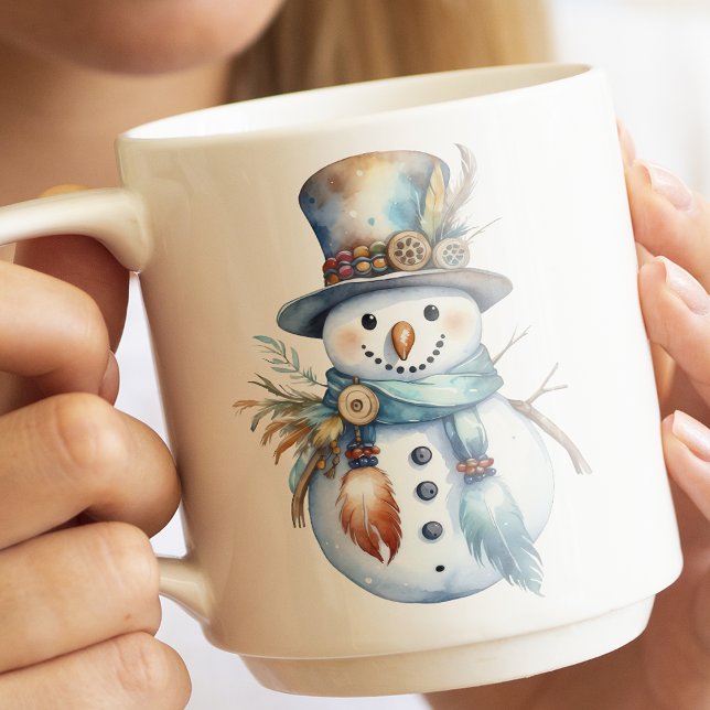 Mug Aquarelle Whimsal Boho Snowman Noël (Créateur téléchargé)