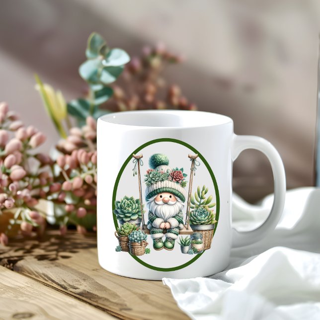 Mug Aquarelle Whimsical Gnome Succulent (Succulent gnome mug )