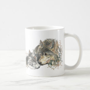 Mug Aquarelle Wolf Parent Cubs