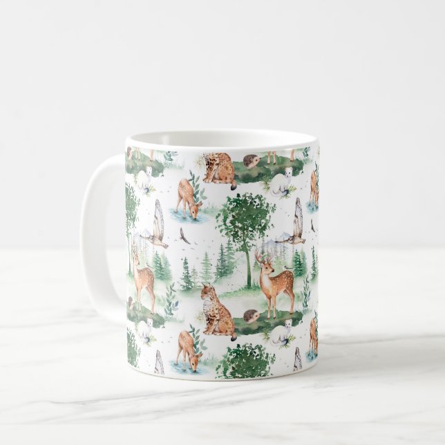 Mug Aquarelle Woodland Baby Motif animal (Devant gauche)