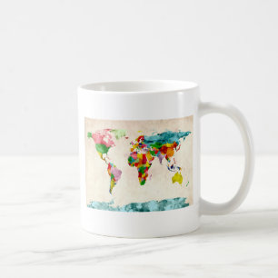 Mug Aquarelles de carte du monde