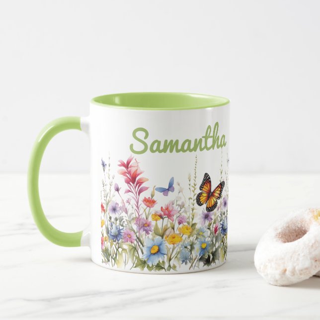 Mug Aquarelles Fleurs Sauvages (Avec donut)