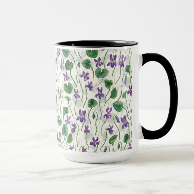 Mug Aquarelles violettes sur blanc cassé (Droite)