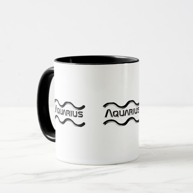 Mug AQUARIUS, Conception abstraite du signe zodiaque, (Devant gauche)