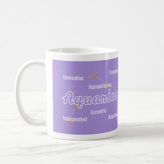 Mug Aquarius Purple Blue Aquarelle Astrologie Zodiac (Gauche)