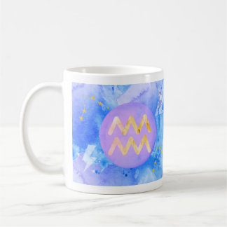 Mug Aquarius Purple Blue Aquarelle Astrologie Zodiac