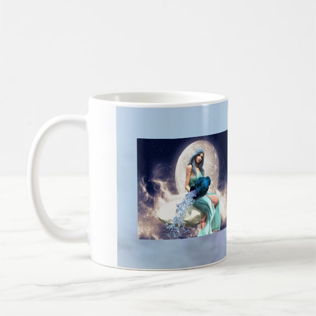 Mug Aquarius - Une femme qui verse de l'eau d'un Jug (Gauche)