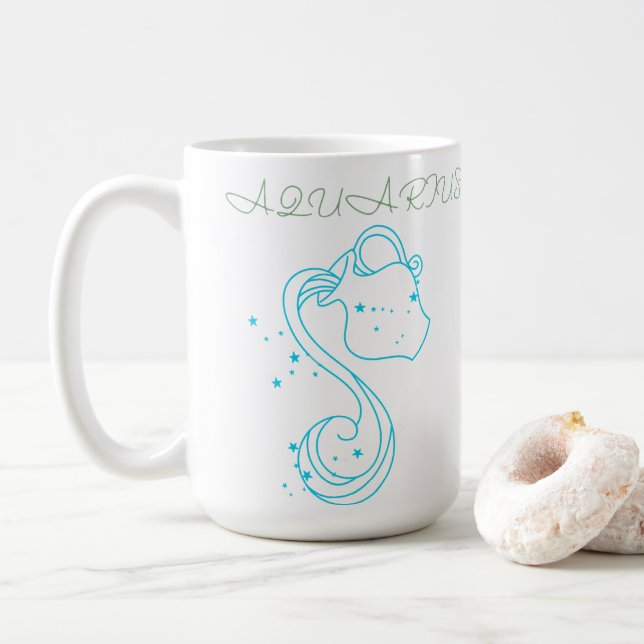 Mug Aquarius Zodiac Design - Unique Astrologie Art pou (Avec donut)