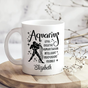 Mug Aquarius Zodiac Horoscope Nom personnalisé