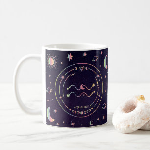 Mug Aquarius zodiac soleil lune étoiles faits nutritio