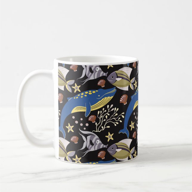 Mug Aquatic animals pattern | ocean underwater life 17 (Gauche)