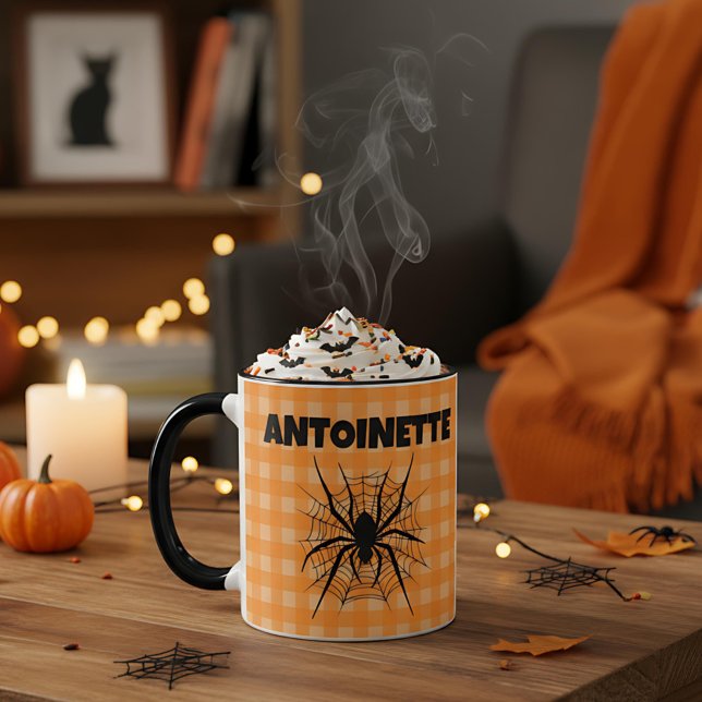 Mug Araignée d'Halloween dans une toile d'araignée car (Créateur téléchargé)