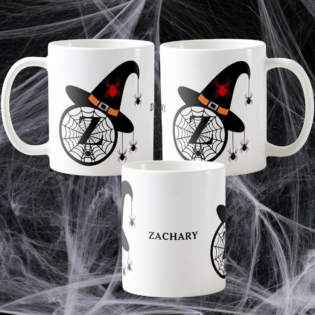 Mug Araignées Casquettes de la sorcière Halloween Mono (Monogram Z Halloween Witch Spiders Your Name Coffee Mug)