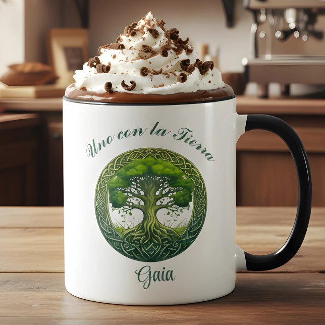 Mug  Árbol de la Vida, Uno con la Tierra (Delicioso Cacao un regalo para amantes de lo intenso y natural, café, té, para El y Ella)
