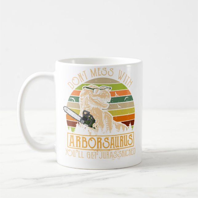 Mug Arboriste drôle grimpeur d'arbre bûcheron dinosaur (Gauche)