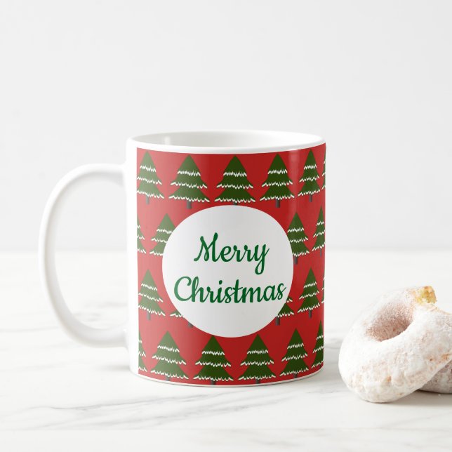 Mug Arbre à feuillage persistant Avec Neige (Avec donut)