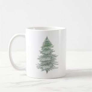 Mug Arbre À feuillage persistant dessiné à la main