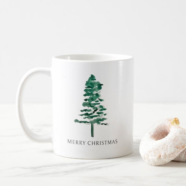 Mug Arbre à pin d'eau Noël moderne (Avec donut)
