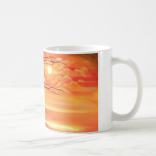 Mug Arbre Abstrait et coucher de soleil rouge