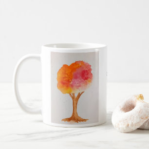 Mug Arbre aquarelle personnalisé feuillage automnal ré