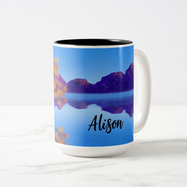 Mug "arbre au bord du lac bleu" (Devant droit)