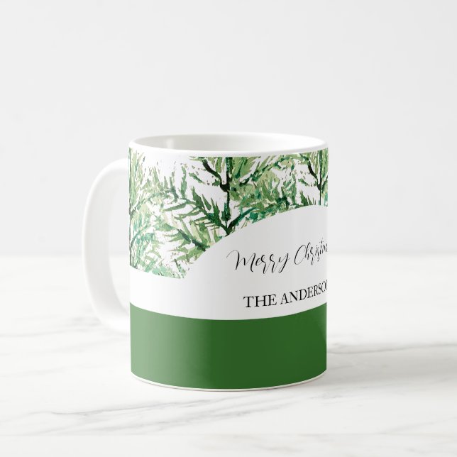 Mug Arbre d'aquarelle artistique personnalisé (Devant gauche)