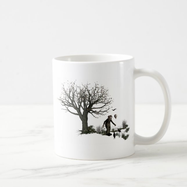 Mug Arbre de clown de ballon vieil et oiseaux noirs (Droite)