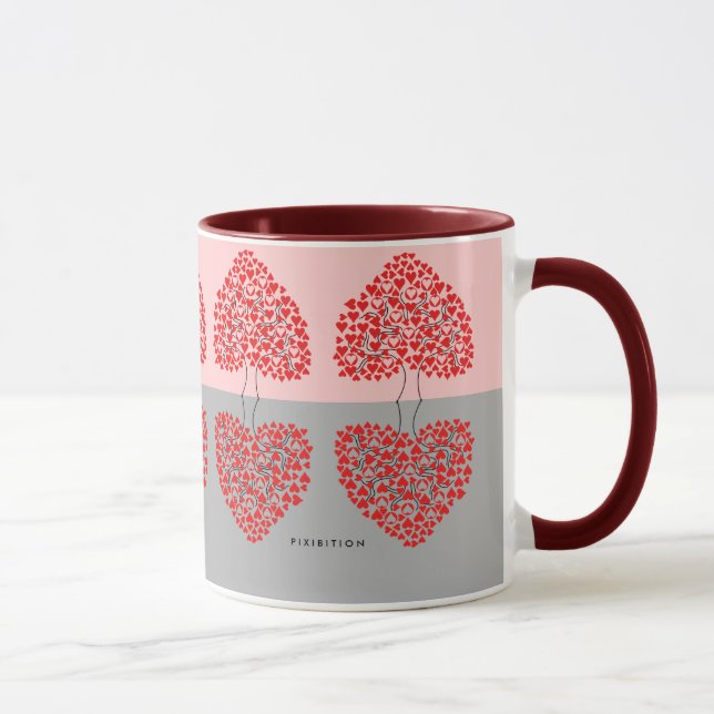 Mug Arbre de coeur (rouge et gris) La Saint-Valentin (Droite)