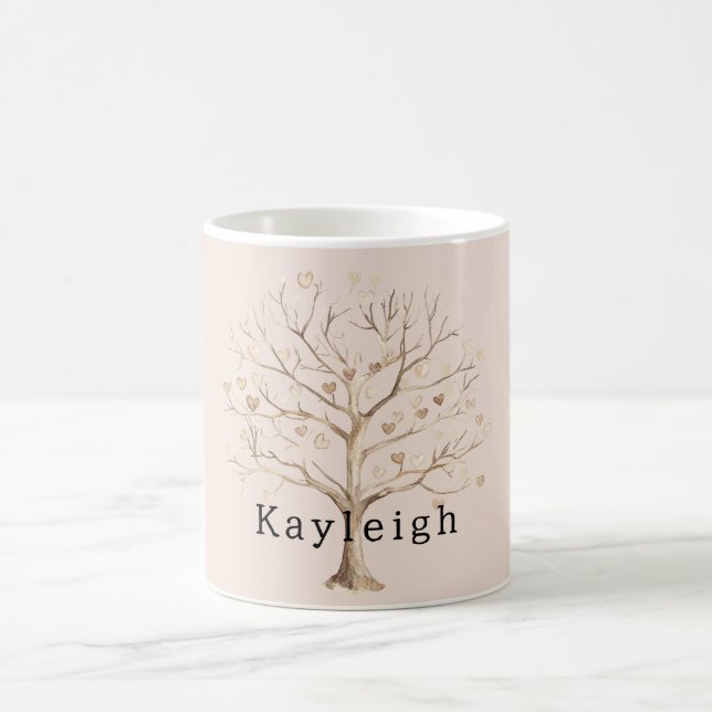 Mug Arbre de coeurs en crème rosée (Centre)