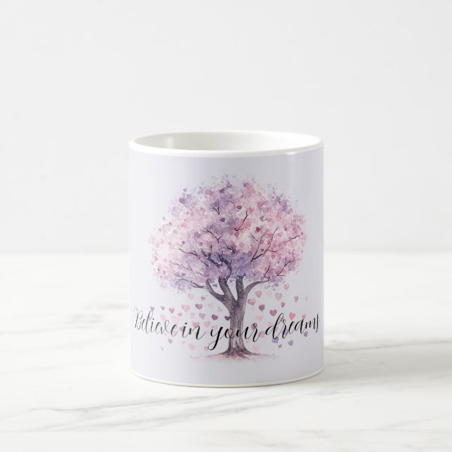 Mug Arbre de coeurs floraux lavande violet rose (Centre)