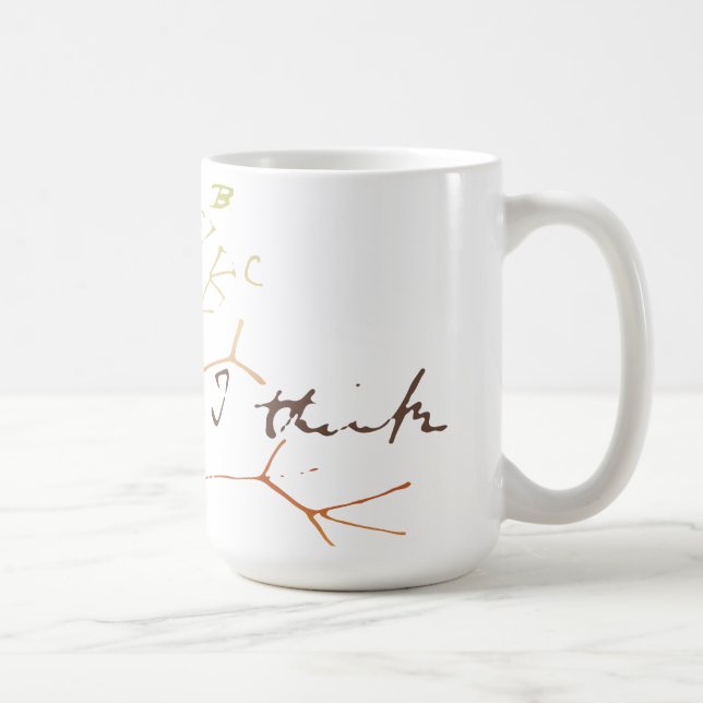 Mug Arbre de Darwin de la vie : Je pense (Droite)